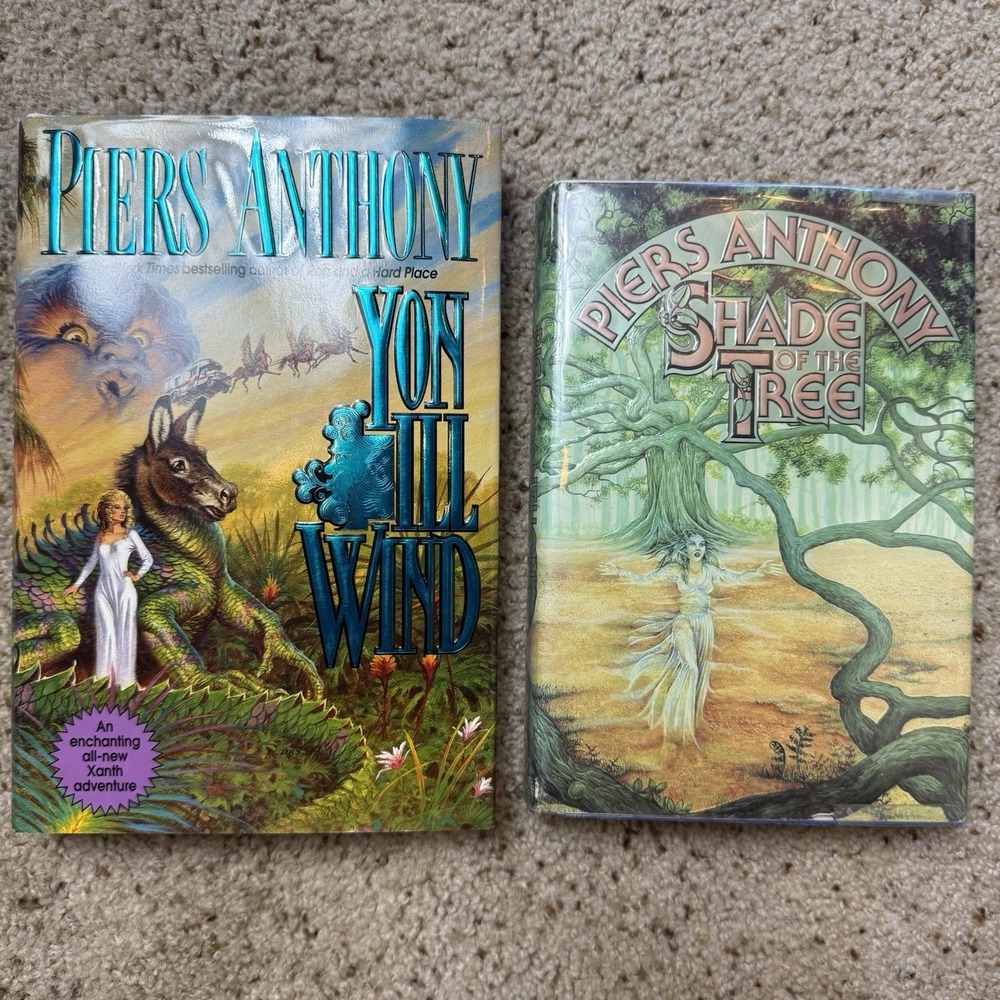 Piers Anthony Hardcover Fantasy Lot Yon Ill Wind 1st Ed & Shade of the Tree Book